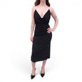 LOEWE BLACK DRAPED DRESS WITH GOLD CHAIN DETAIL - SIZE 36