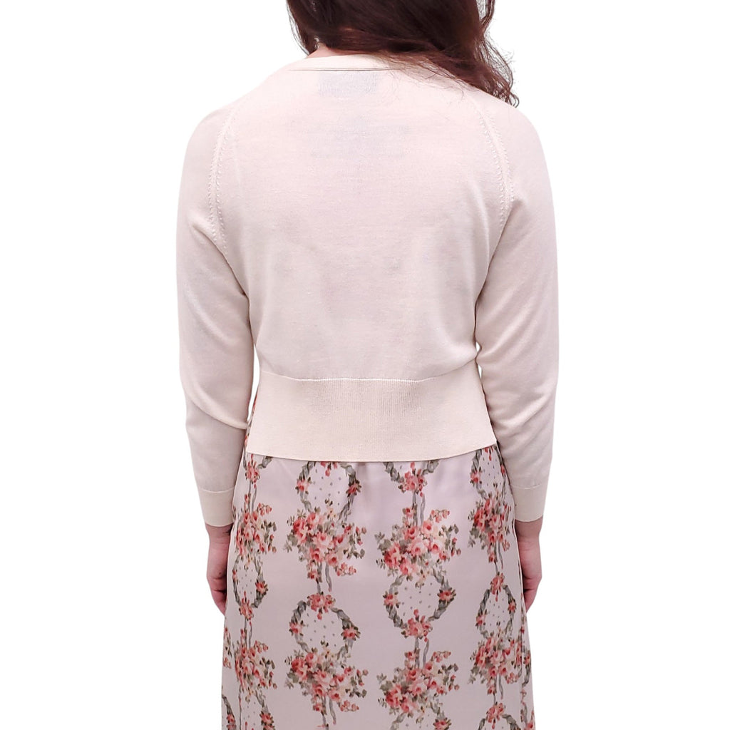 SIMONE ROCHA CREAM FLORAL SLIP DRESS WITH MATCHING CARDIGAN - SIZE XS