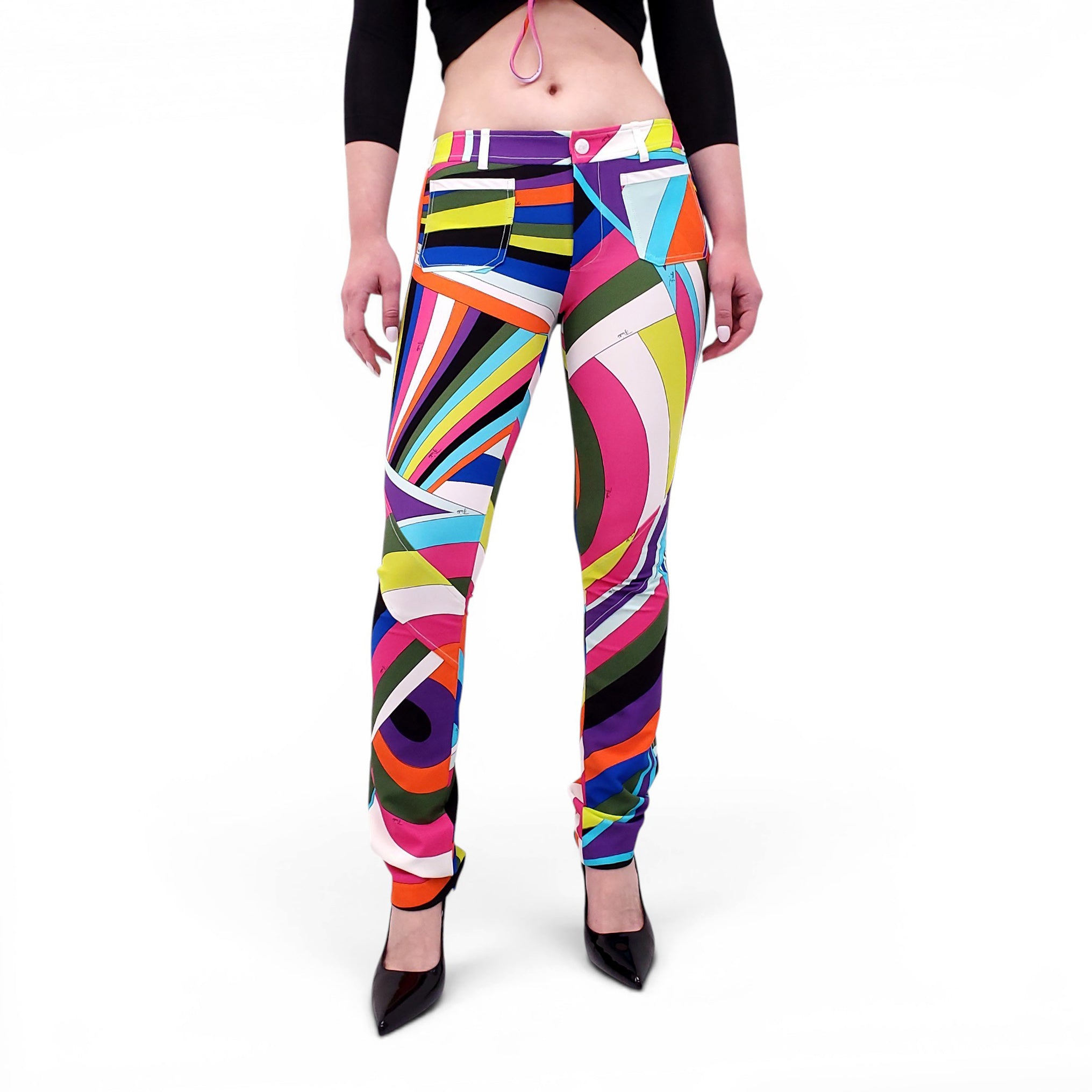 EMILIO PUCCI MULTICOLOURED PATTERNED TROUSERS - SIZE 38