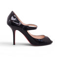 CHRISTIAN LOUBOUTIN BLACK PATENT MARY JANE HEELS - SIZE 38