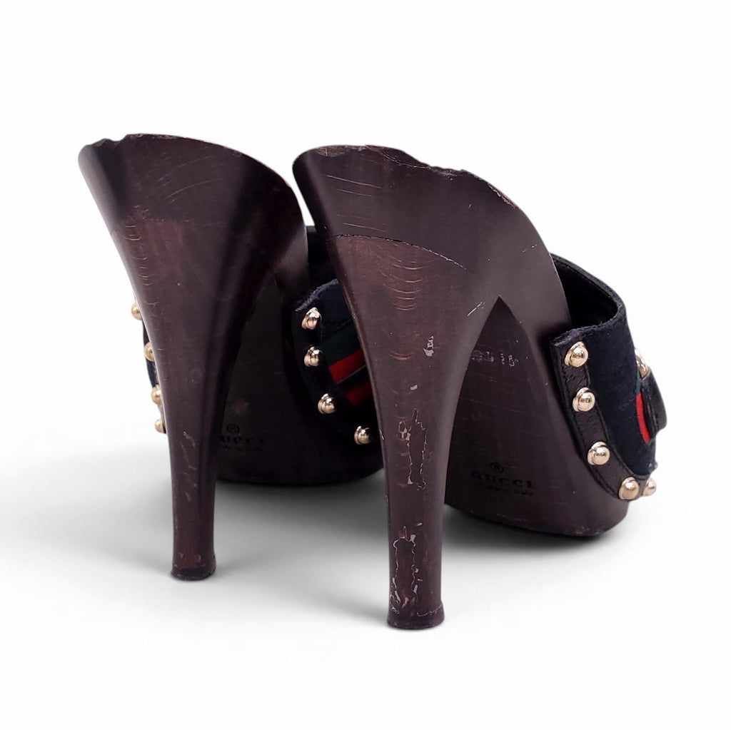 GUCCI RIBBON LOGO HORSEBIT MULES - SIZE 8