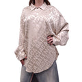 BALENCIAGA OVERSIZED LIGHT BEIGE FLUID JACQUARD LOGO SHIRT - SIZE 40