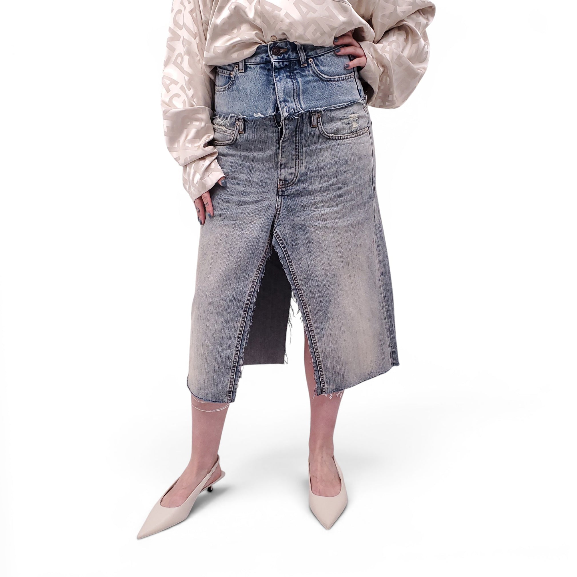 BALENCIAGA DOUBLE DENIM SKIRT - SIZE 34