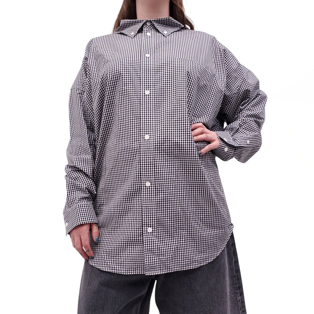 BALENCIAGA BLACK AND WHITE CHECKED SHIRT - SIZE 36