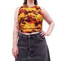 BALENCIAGA ORANGE HAWAIIAN TECHNICAL MESH TOP - SIZE 36