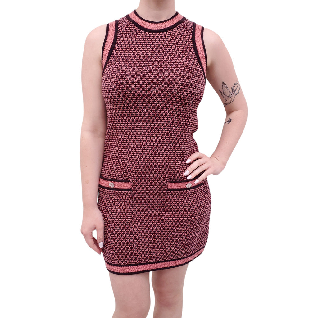 CHANEL 2023 MINI DRESS WITH CC LOGO BUTTONS - SIZE 34