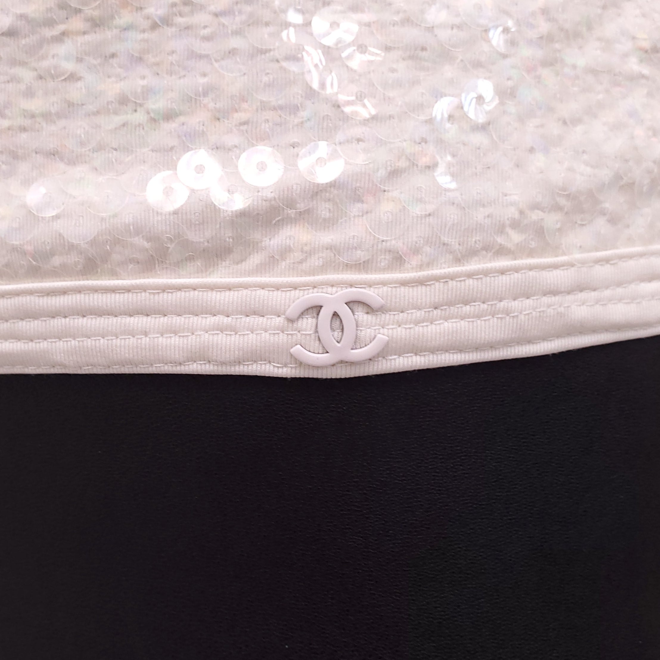 CHANEL WHITE SEQUIN TANK TOP - SIZE 40
