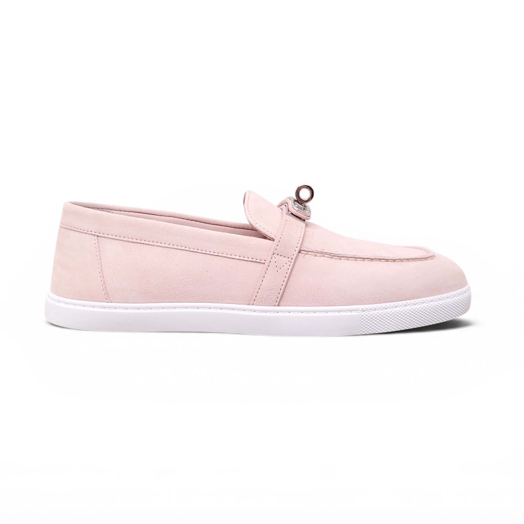HERMÈS BLUSH PINK SUEDE KELLY LOAFERS - SIZE 36