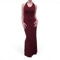 TOVE BURGUNDY 'ELEANOR' TWIST DETAIL MAXI DRESS - SIZE 38