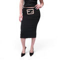 FENDACE BLACK RUCHED SKIRT WITH LOGO BELT - SIZE 44
