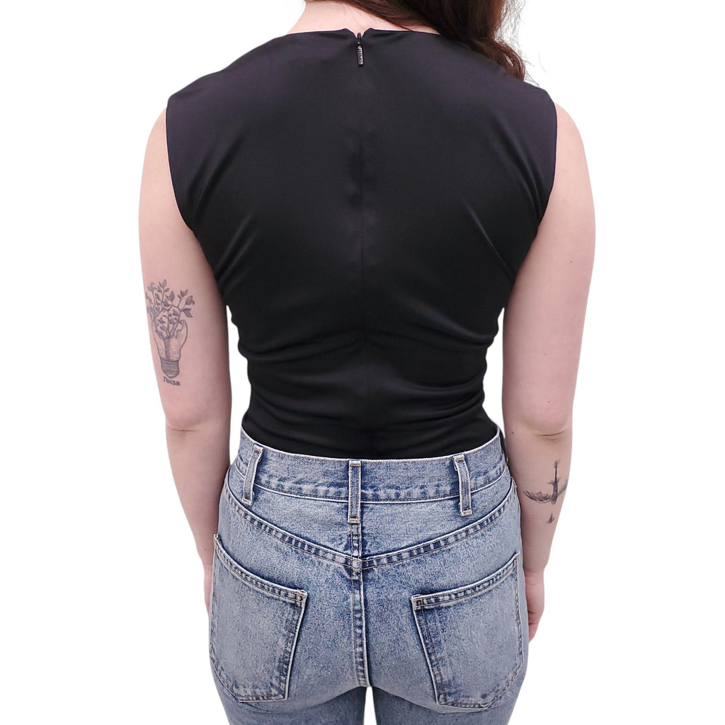 VERSACE x DUA LIPA BLACK KNOTTED BODYSUIT - SIZE 42