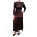 ISSEY MIYAKE BROWN AND BLACK STRIPED PLEATED SET - SIZE S/M