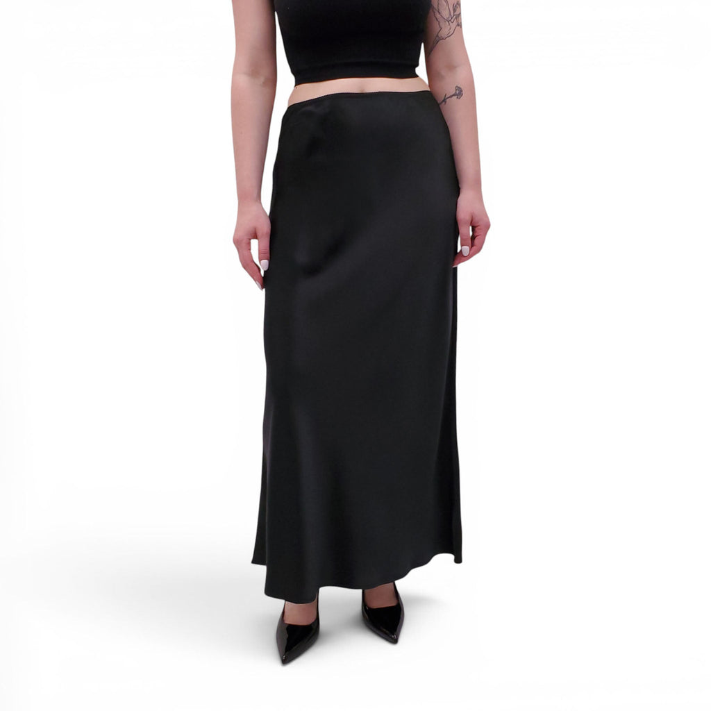 REFORMATION BLACK SATIN 'LAYLA' SKIRT - SIZE 8