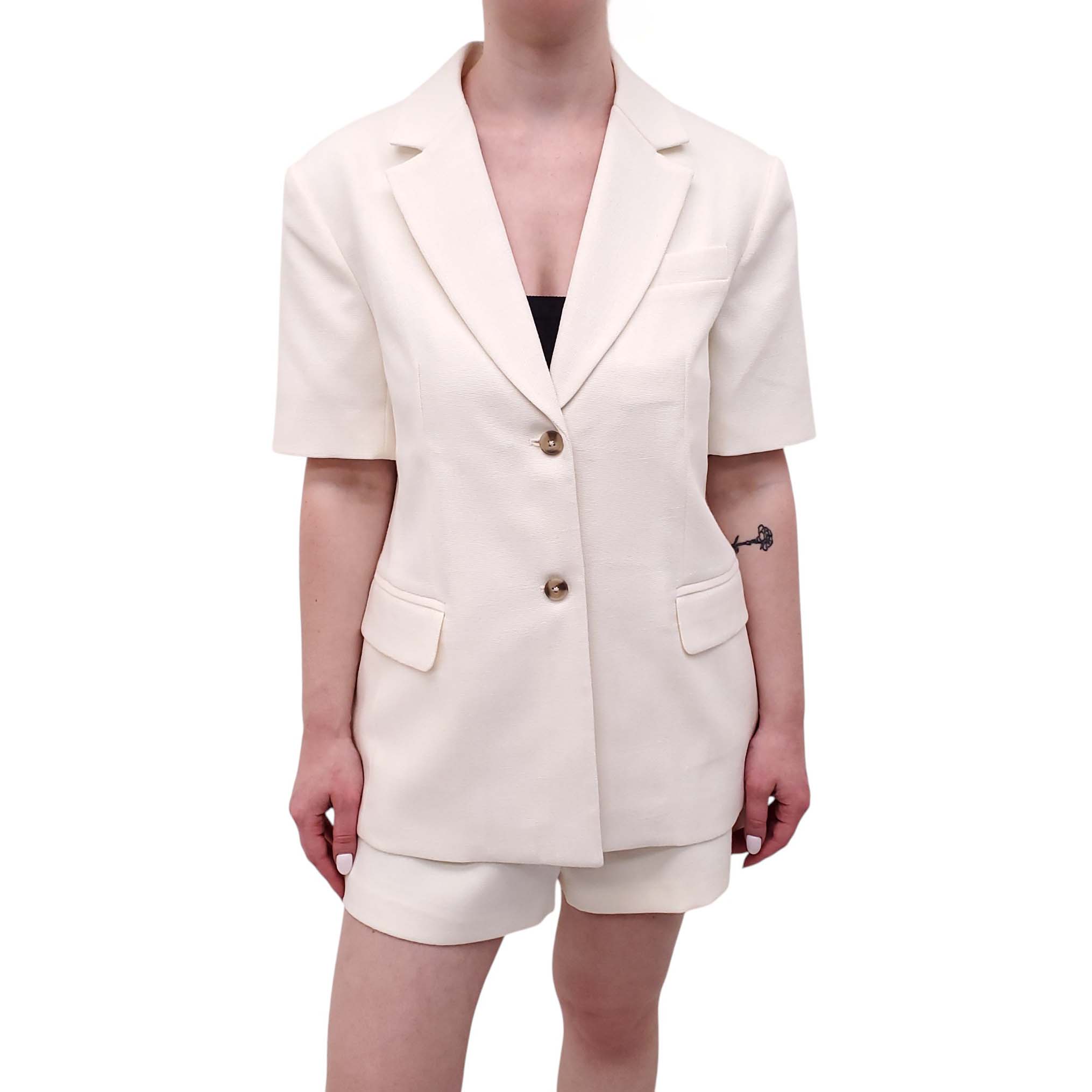 REFORMATION SHORT-SLEEVE CREAM BLAZER - SIZE M