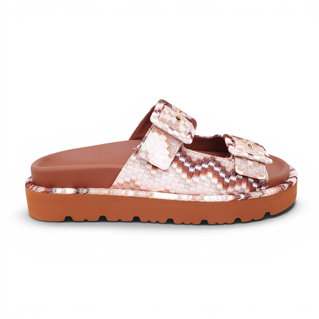 MISSONI BROWN AND CHEVRON PATTERNED SANDALS - SIZE 38