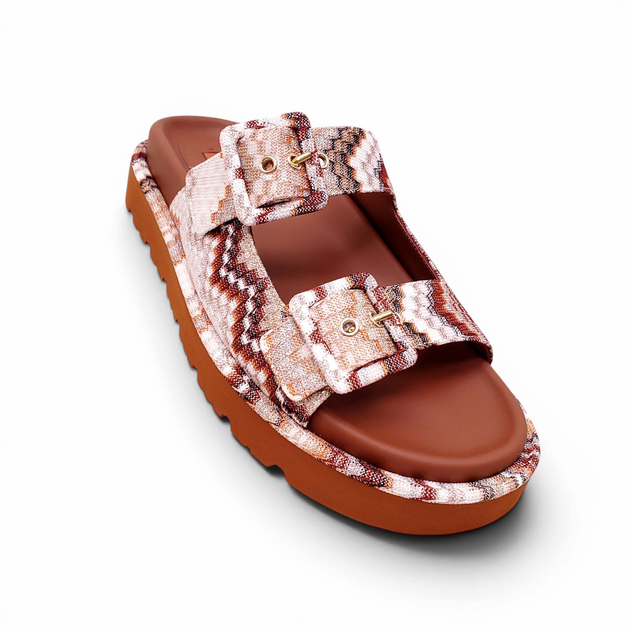 MISSONI BROWN AND CHEVRON PATTERNED SANDALS - SIZE 38