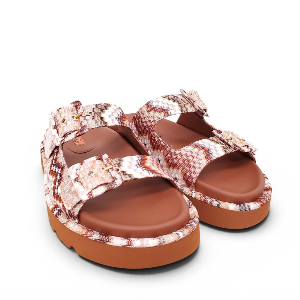 MISSONI BROWN AND CHEVRON PATTERNED SANDALS - SIZE 38