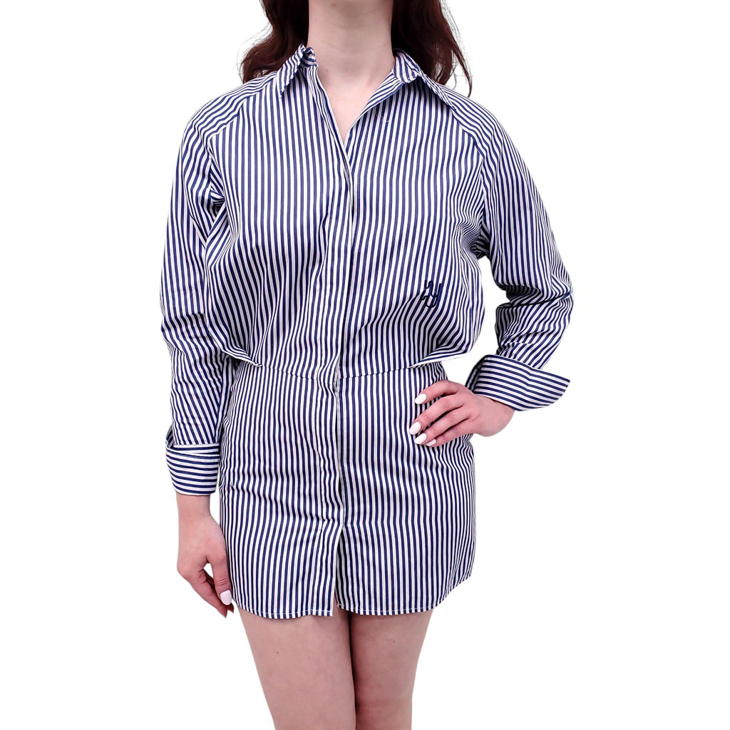 YAITTE BLUE STRIPED BUTTON-UP DRESS - SIZE S