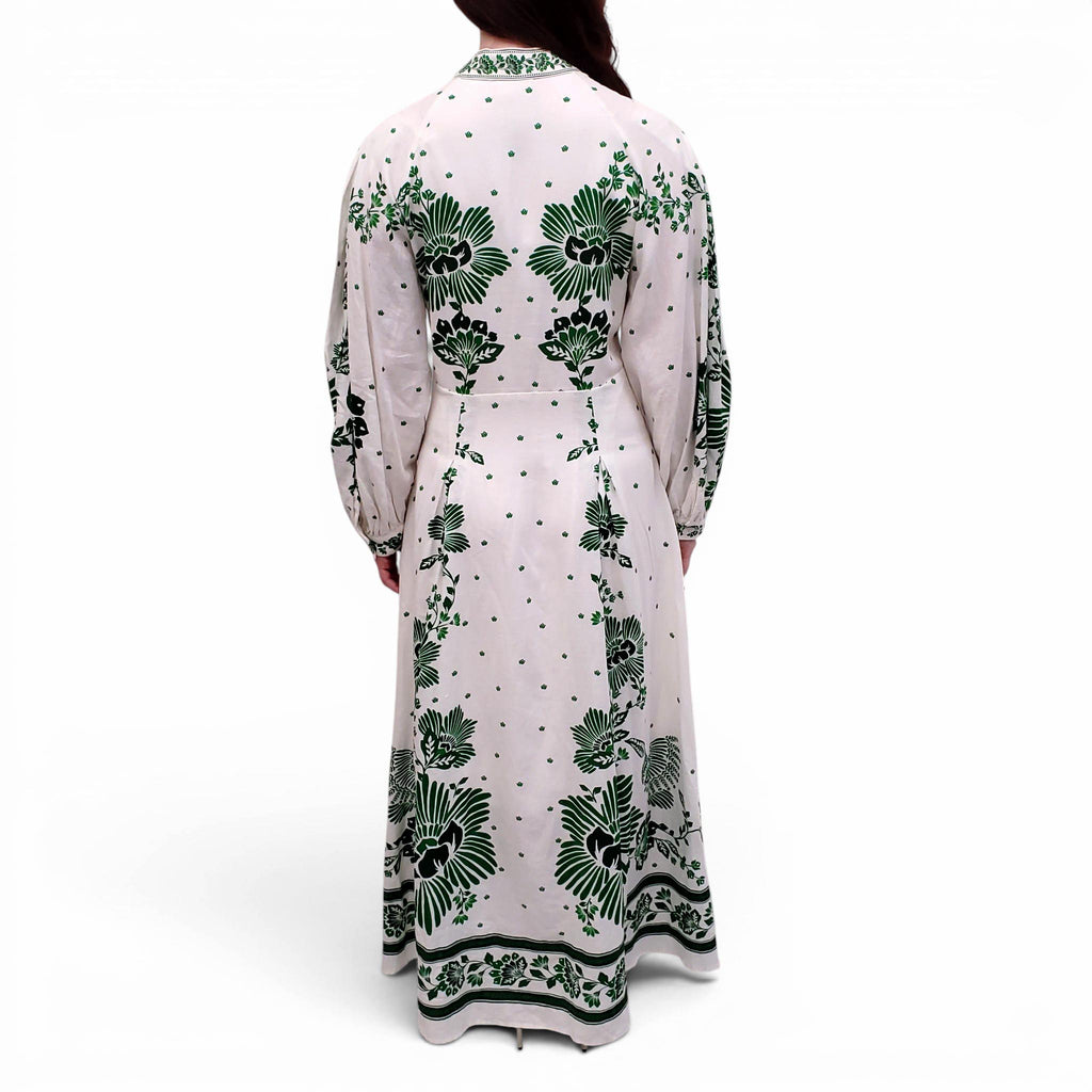 FARM RIO GREEN PATTERNED MAXI DRESS - SIZE M