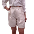 ANINE BING CREAM LINEN BLEND SHORTS - SIZE 38