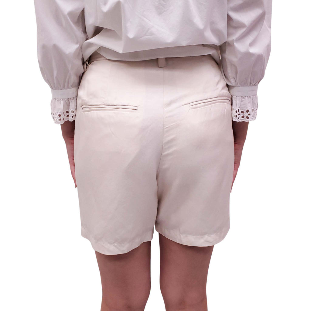 ANINE BING CREAM LINEN BLEND SHORTS - SIZE 38