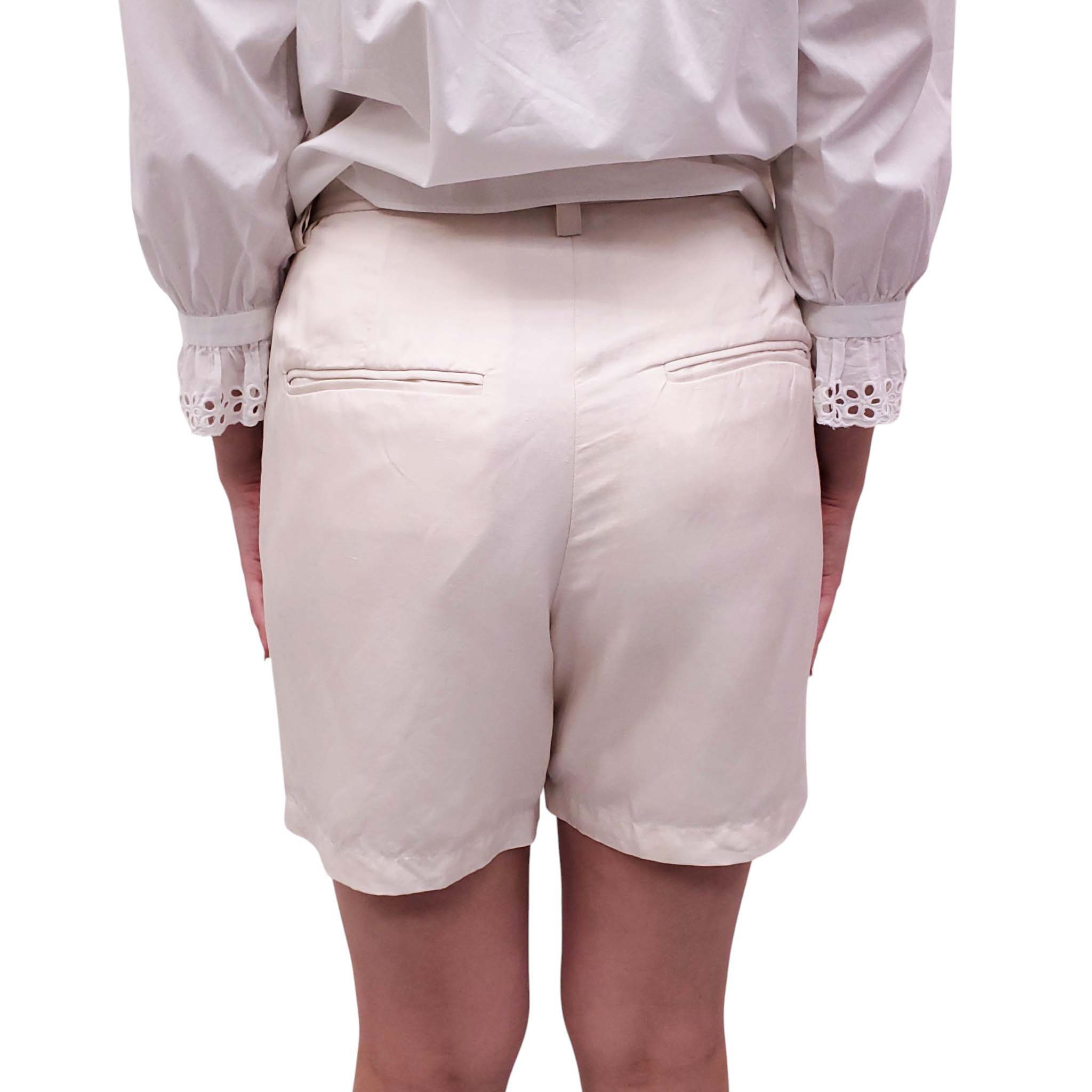 ANINE BING CREAM LINEN BLEND SHORTS - SIZE 38