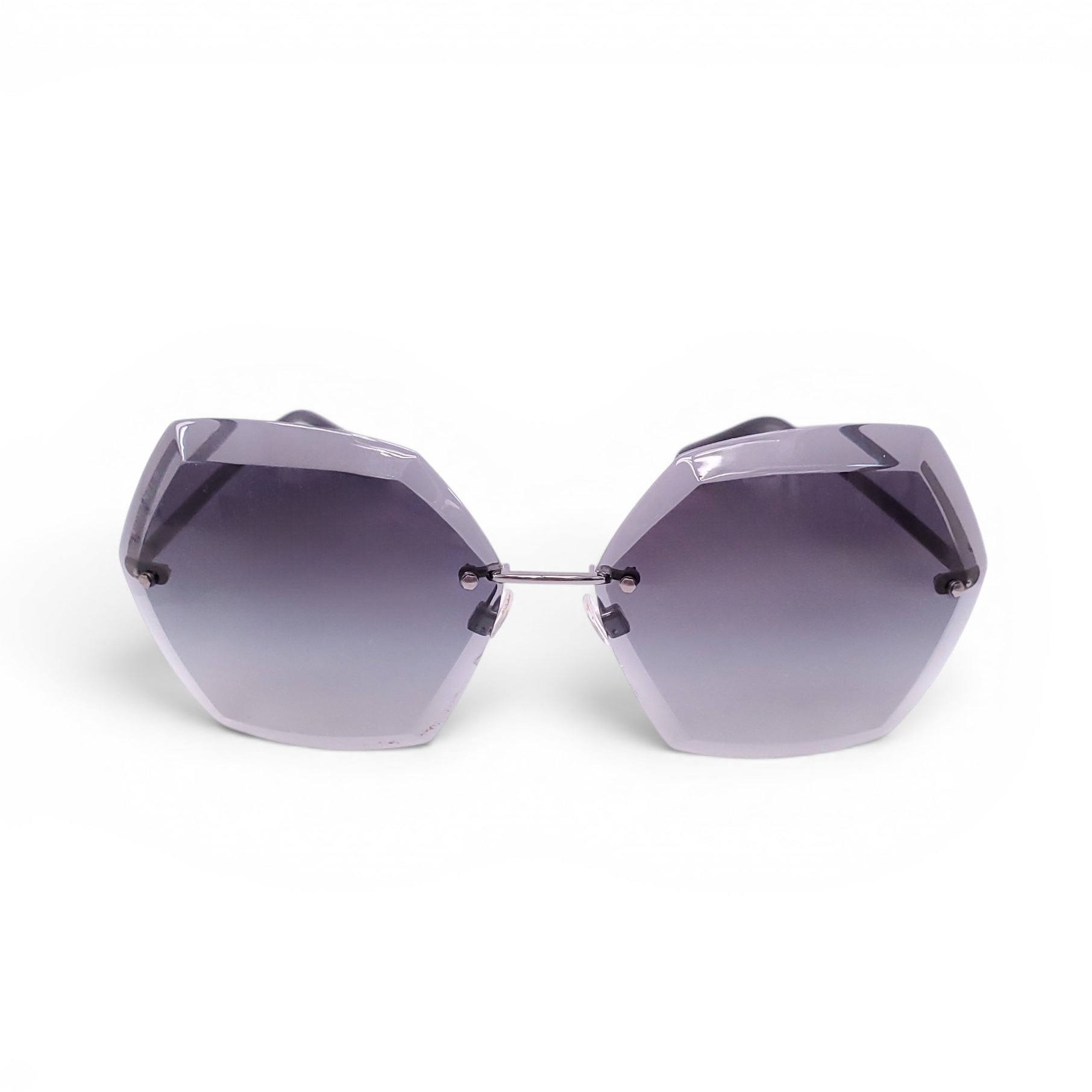 CHANEL SILVER LARGE FRAME SUNGLASSES WITH CC LOGO