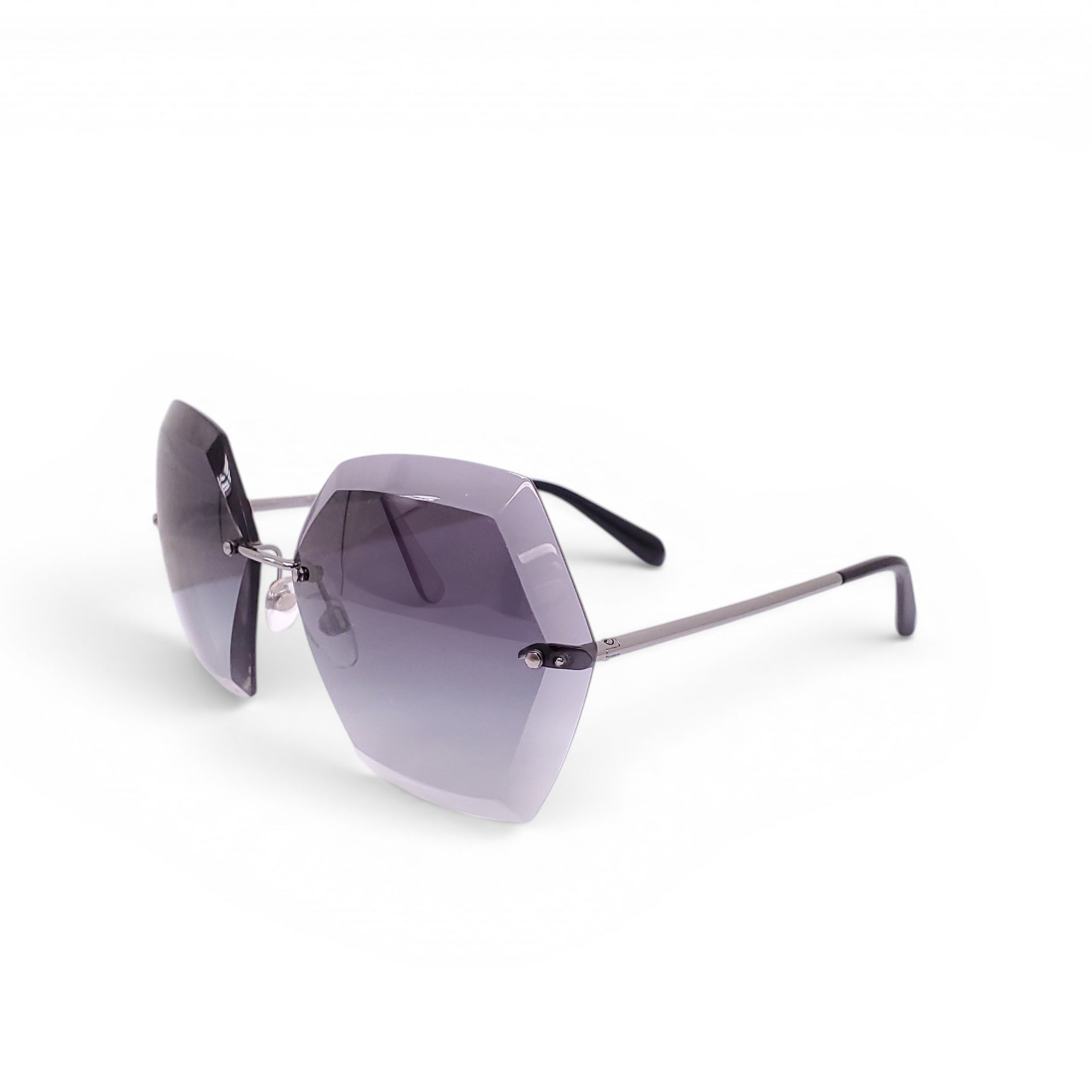 CHANEL SILVER LARGE FRAME SUNGLASSES WITH CC LOGO