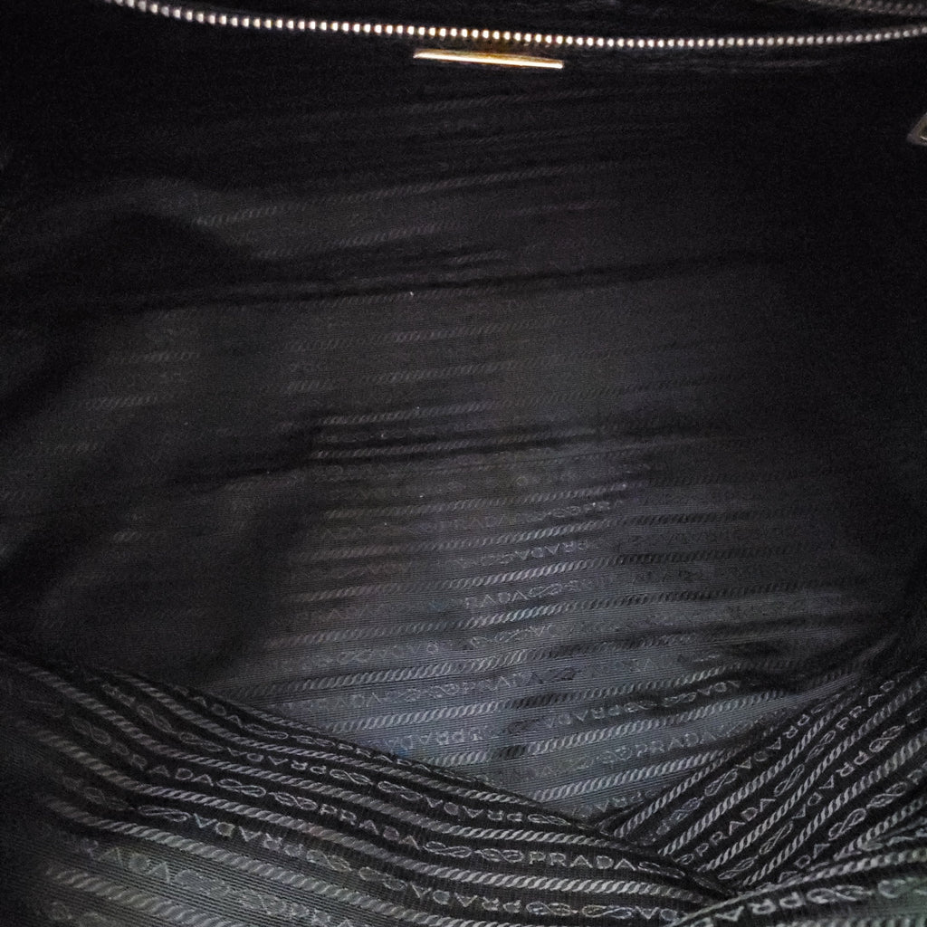 PRADA BLACK NYLON TOTE BAG WITH CROSSBODY STRAP