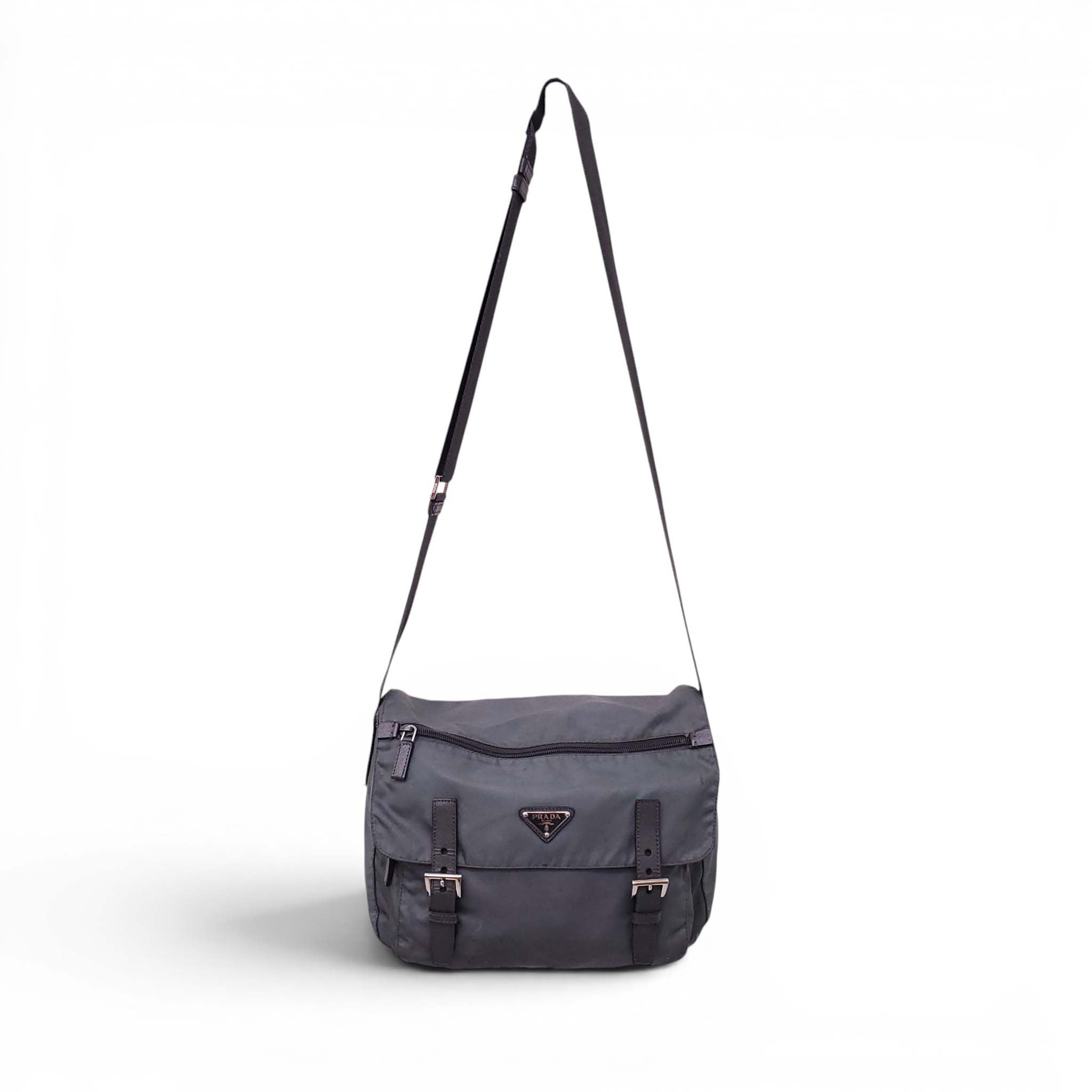 PRADA NYLON GREY CROSSBODY BAG
