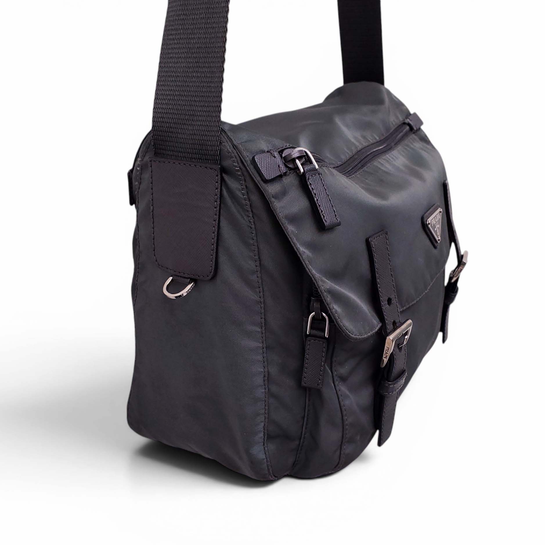 PRADA NYLON GREY CROSSBODY BAG