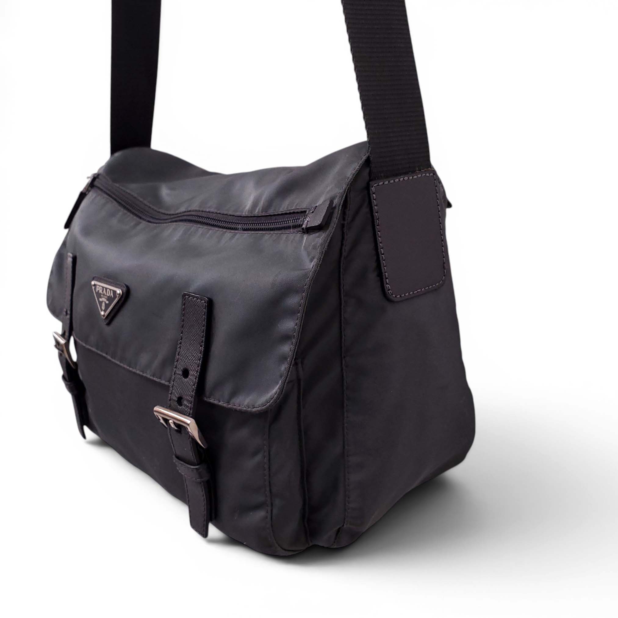 PRADA NYLON GREY CROSSBODY BAG