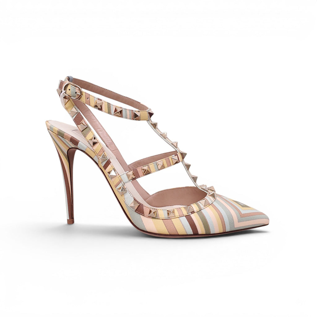 VALENTINO MULTICOLOURED STRAPPY ROCKSTUD HEELS - SIZE 41