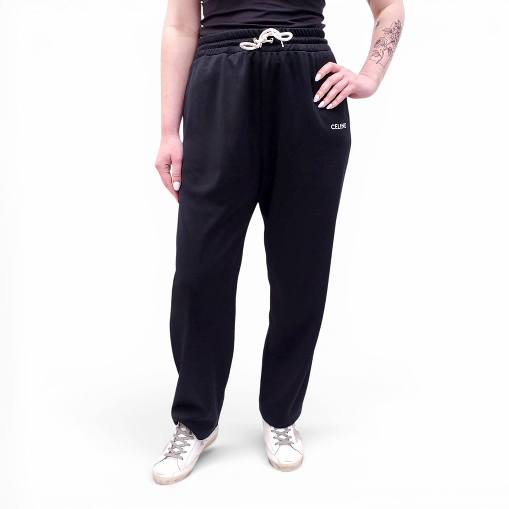 CELINE BLACK LOGO TRACK PANTS - SIZE L
