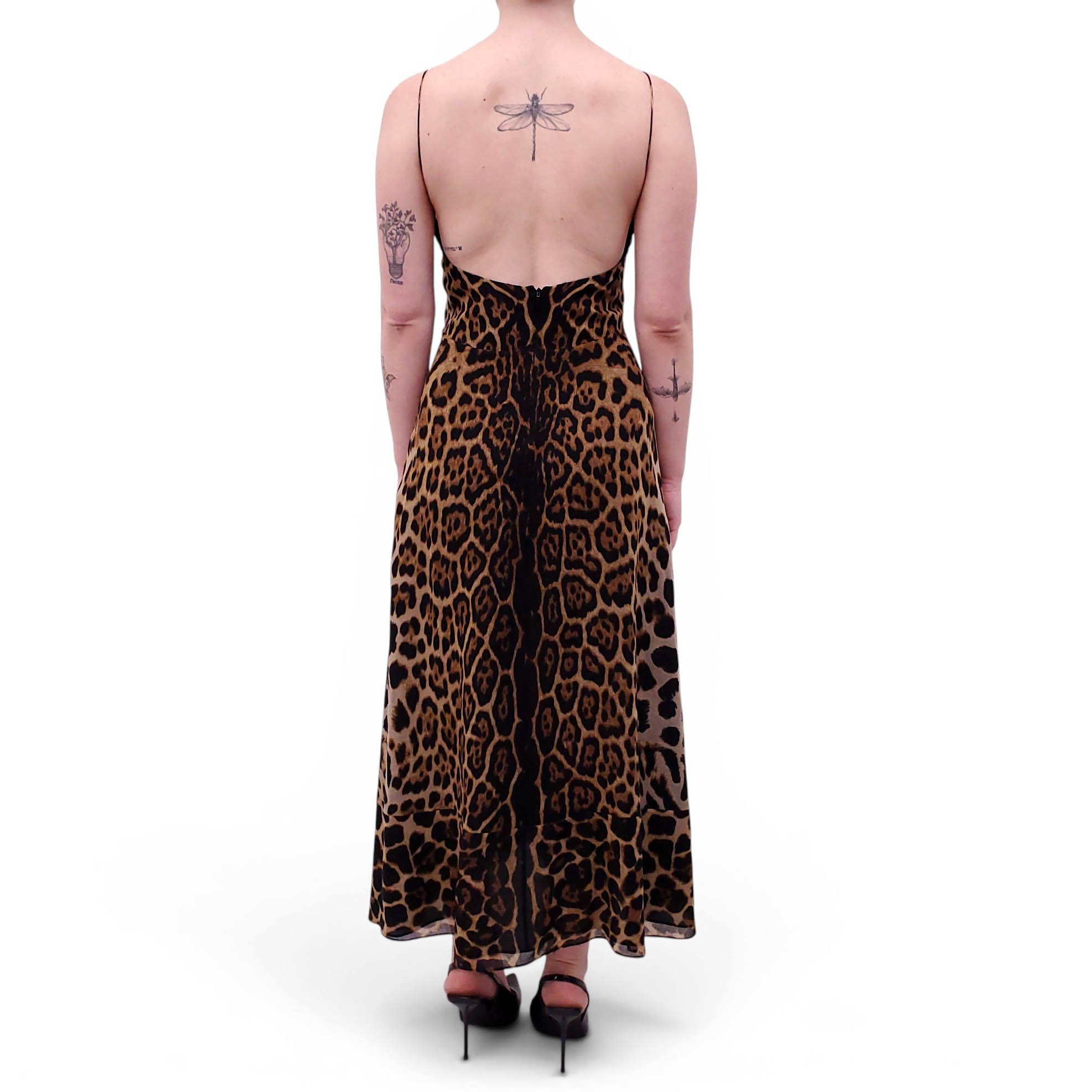 SAINT LAURENT LEOPARD PATTERNED MIDI DRESS - SIZE 38