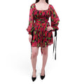 SAINT LAURENT PINK AND GREEN FLORAL MINI DRESS - SIZE 40