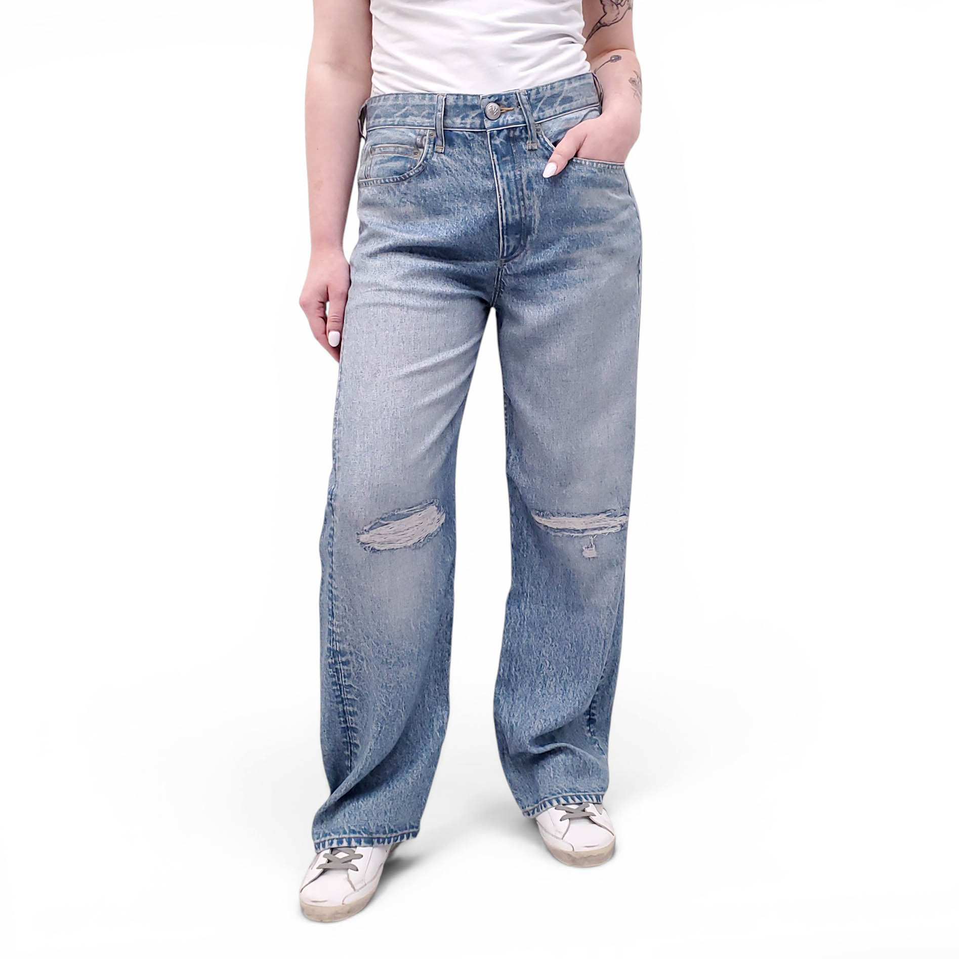 RAG & BONE MIRAMAR PANTS WITH FAUX RIPS - SIZE 26