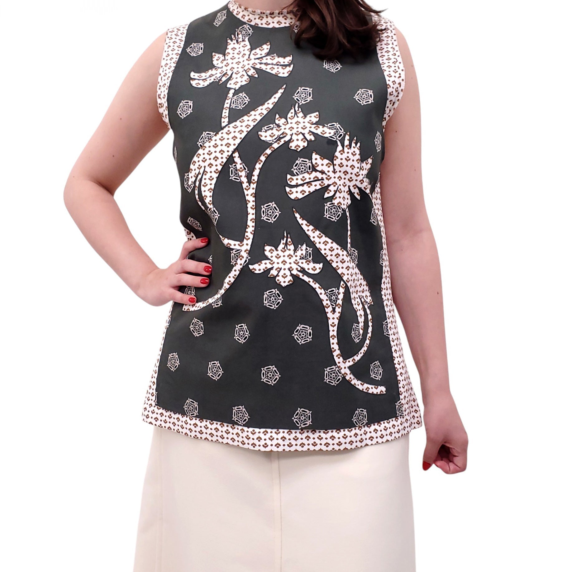CHLOÉ GREEN PATTERNED LAYERED BLOUSE - SIZE 38