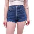 AGOLDE MEDIUM WASH BUTTON-UP DENIM SHORTS - SIZE 25