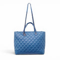 CHANEL BLUE LEATHER TOTE BAG