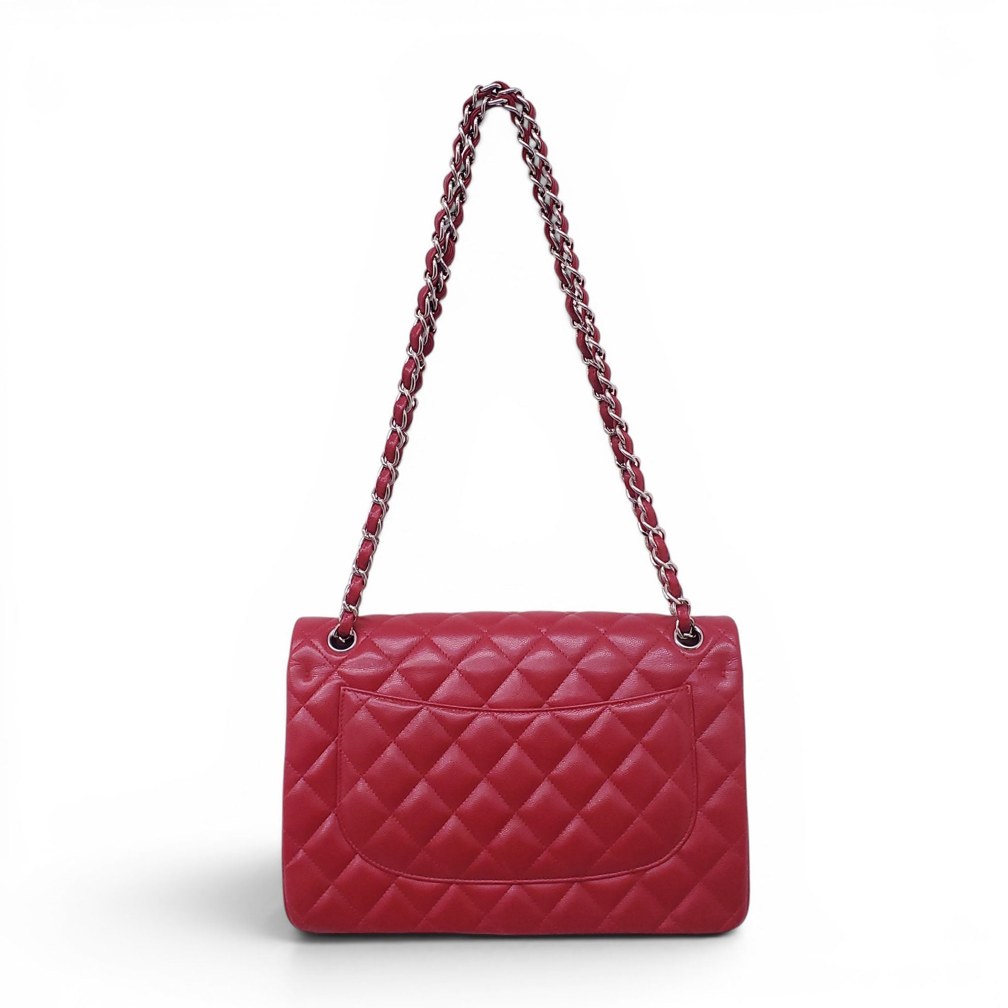 CHANEL RED CAVIAR LEATHER FLAP BAG