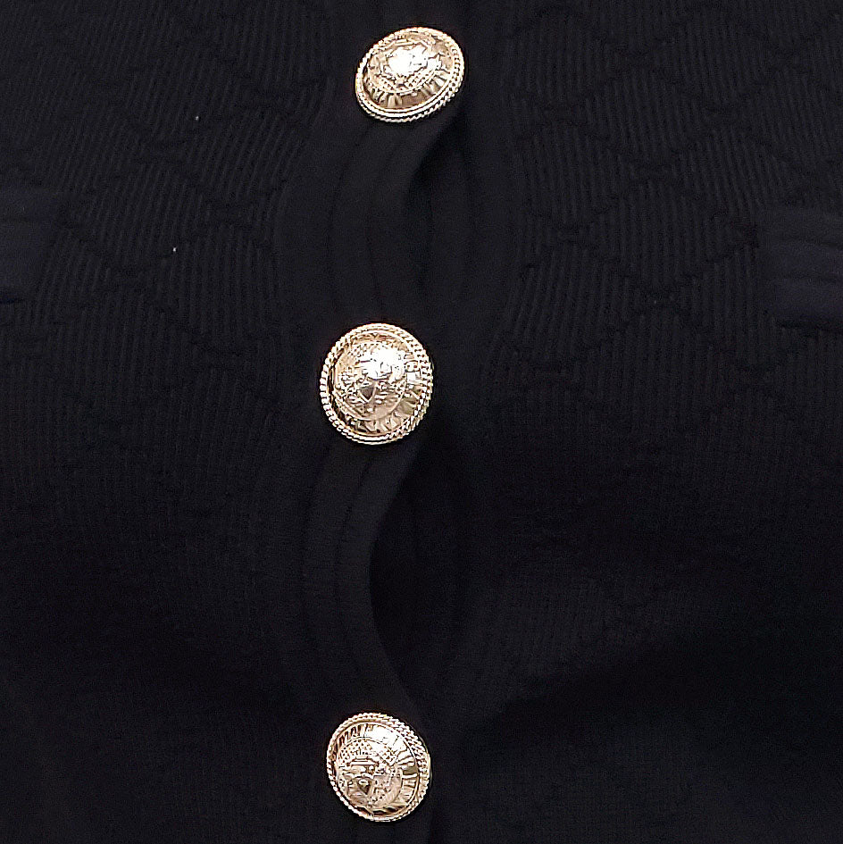 BALMAIN BLACK KNIT BLAZER WITH GOLD BUTTONS - SIZE 44