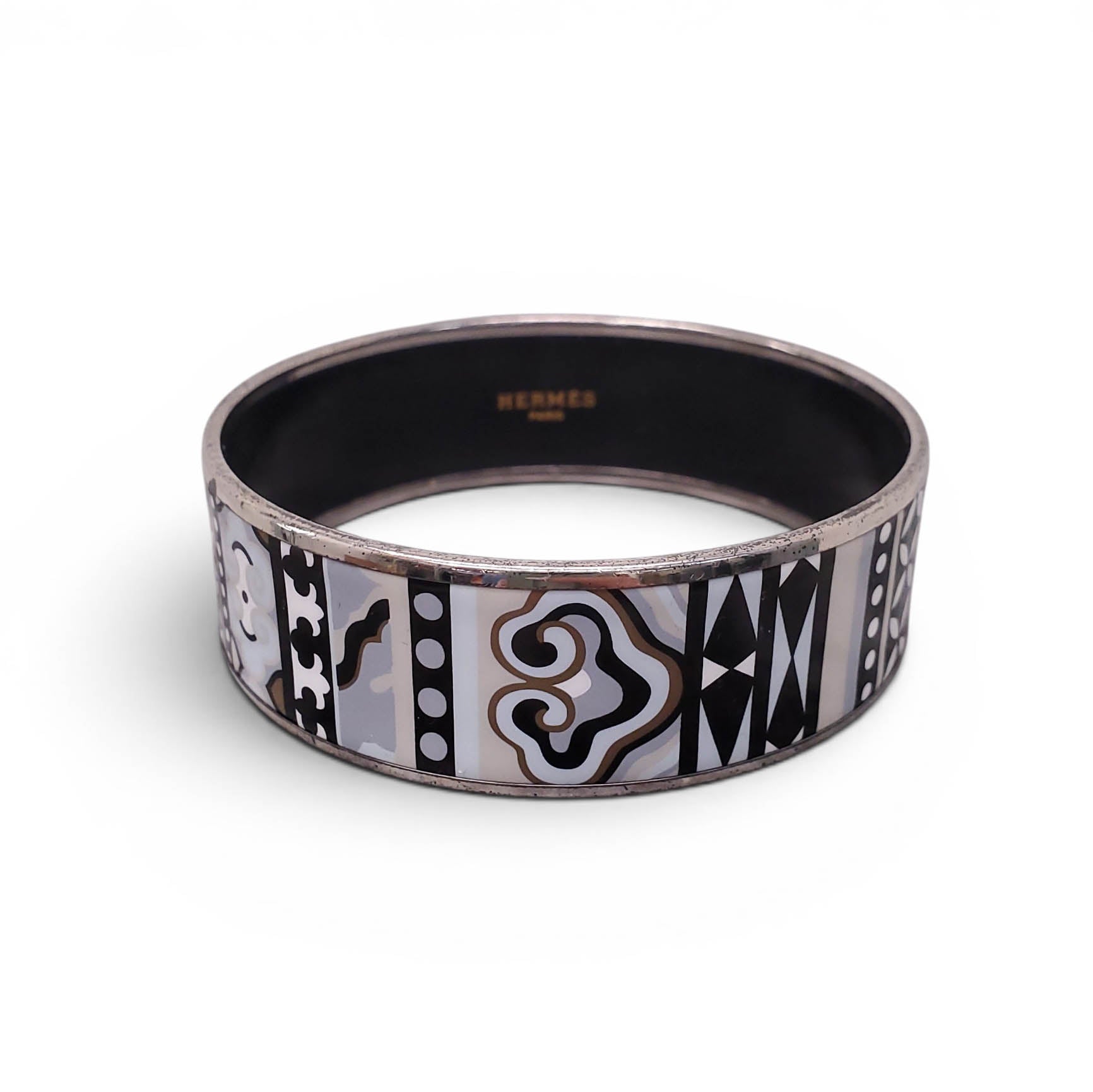 HERMÈS LARGE PATTERNED BANGLE - SIZE 70