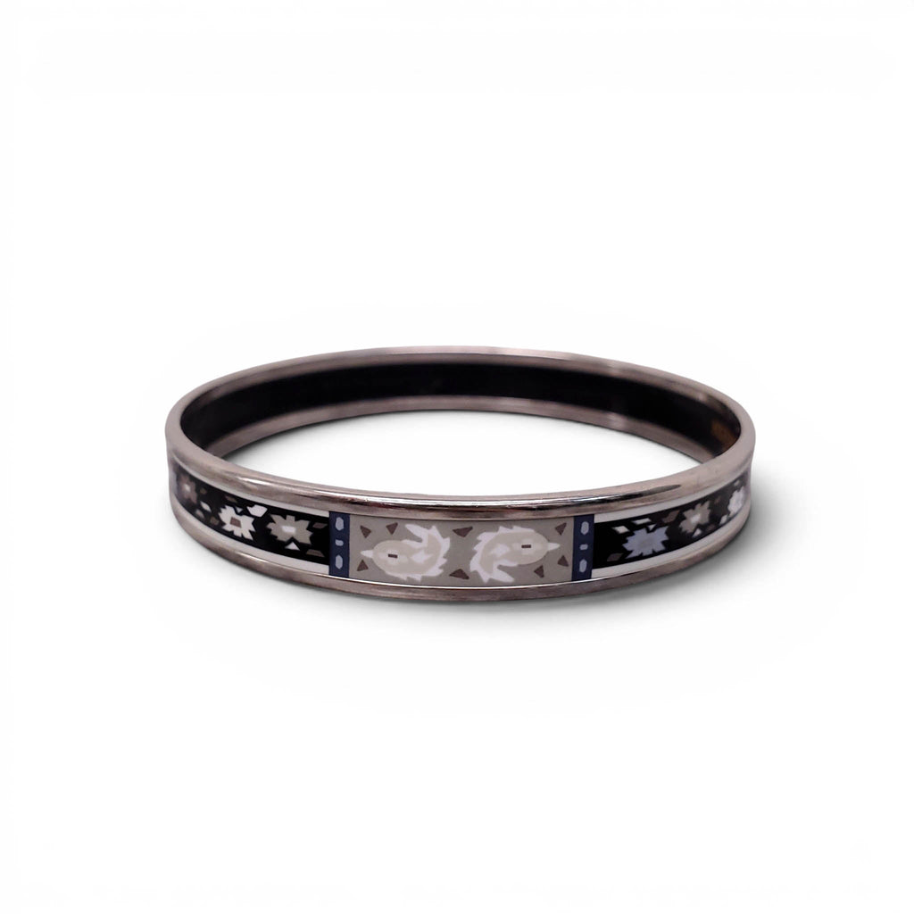 HERMÈS THIN GEOMETRIC FLORAL PATTERNED BANGLE - SIZE 70