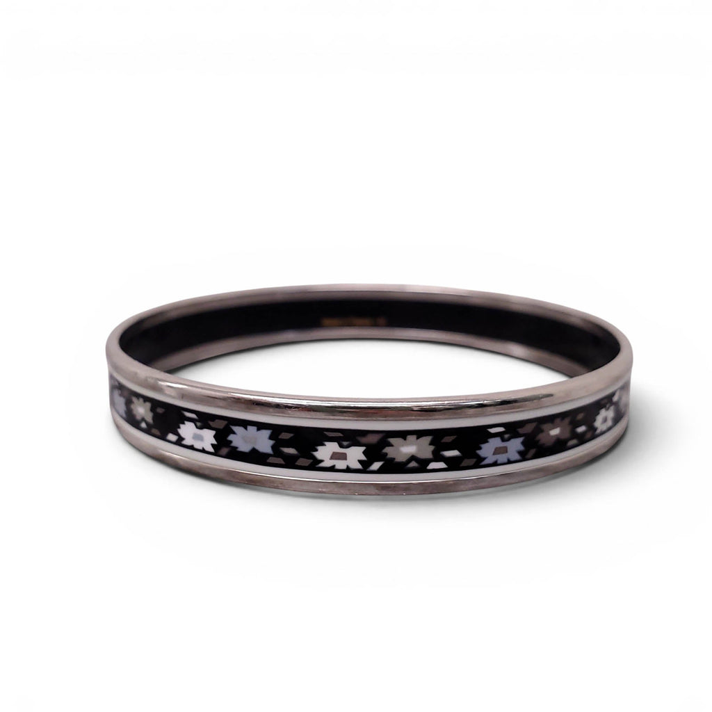 HERMÈS THIN GEOMETRIC FLORAL PATTERNED BANGLE - SIZE 70
