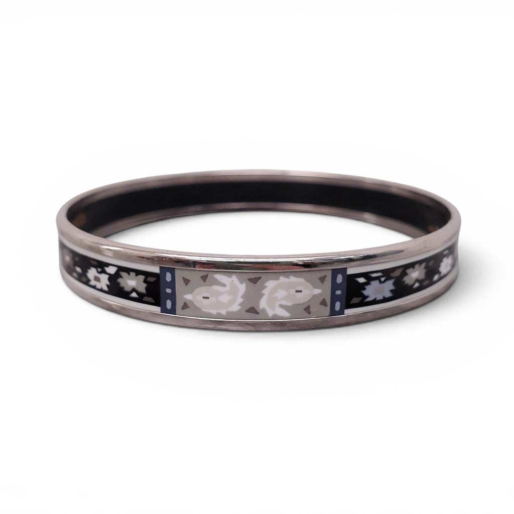 HERMÈS THIN GEOMETRIC FLORAL PATTERNED BANGLE - SIZE 70