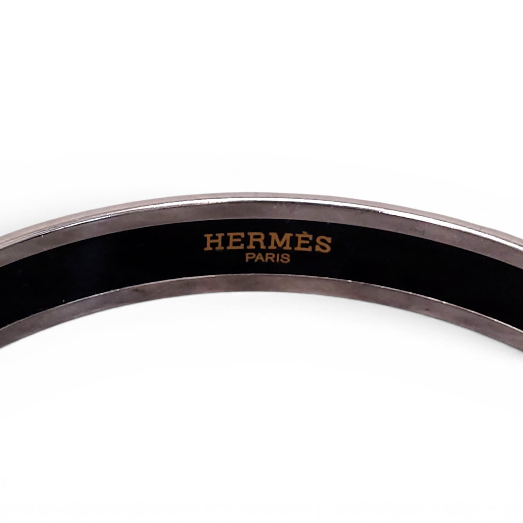 HERMÈS THIN GEOMETRIC FLORAL PATTERNED BANGLE - SIZE 70