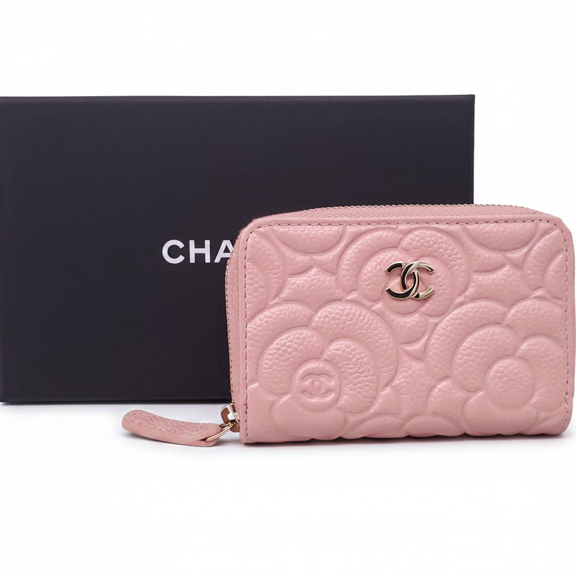 CHANEL PINK CAMÉLIA ZIP-AROUND WALLET