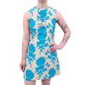 MIU MIU CREAM AND BLUE EMBOSSED FLORAL DRESS - SIZE 40