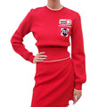 MIU MIU RED GRAPHIC KNIT SWEATER - SIZE 42